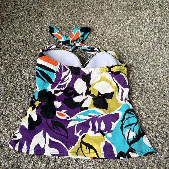 MiracleSuit Barcelona Multi Halter Floral Sweetheart Tankini Swimsuit Top Size 8 - Picture 4 of 6
